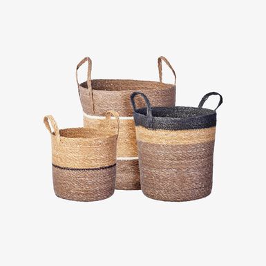 Set de 3 cestas redondas altas bicolor Cartago