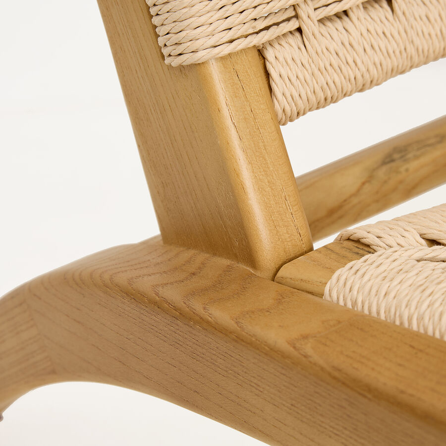 Butaca de madera de olmo y cuerda trenzada beige Alma 56x48x70cm Clau&Chloe