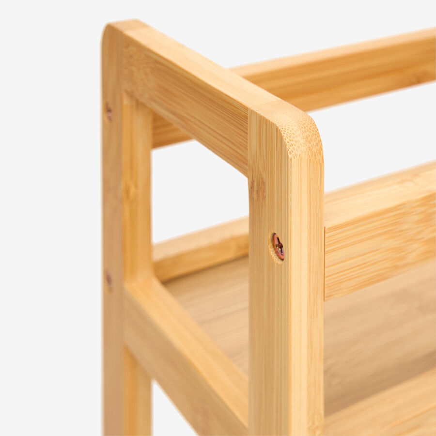 Carro de ba&ntilde;o de bamb&uacute; con 3 estantes Mikko 36x15x74cm