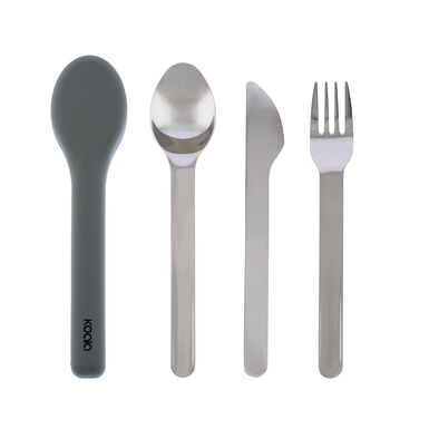 Set de 3 cubiertos de acero inoxidable con estuche