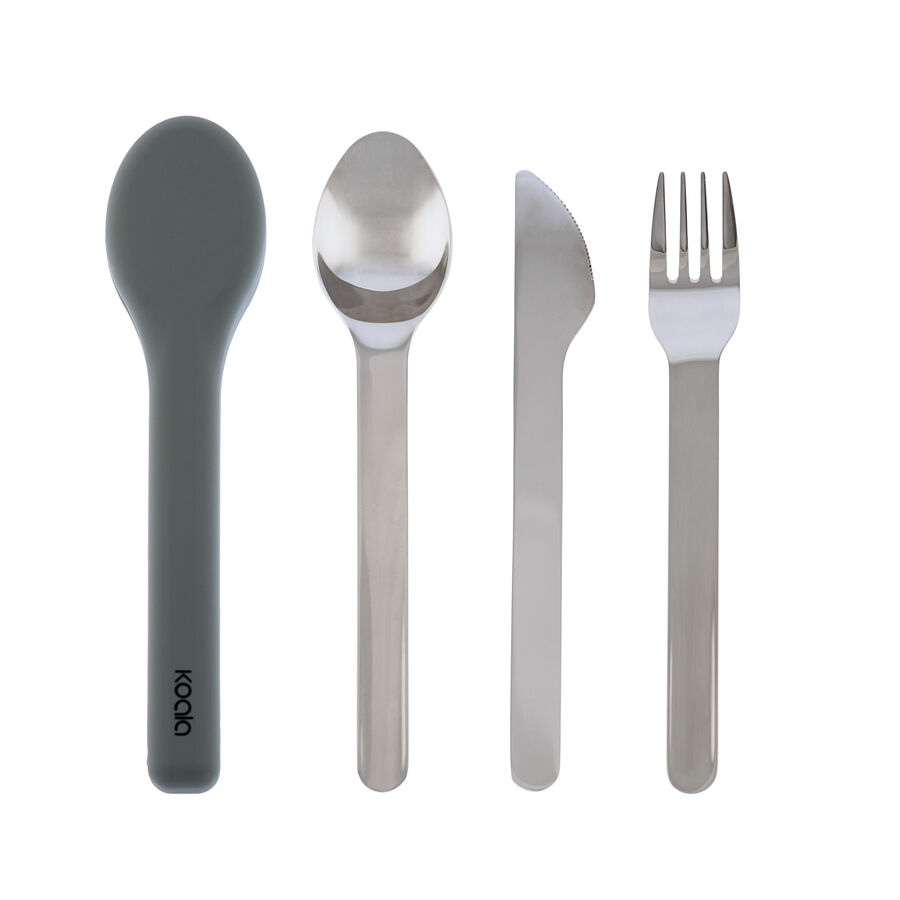 Set de 3 cubiertos de acero inoxidable con estuche