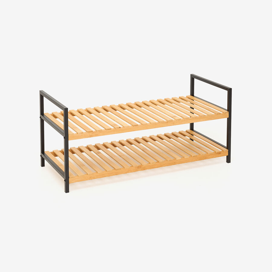 Zapatero de bamb&uacute; de 2 estantes Kabil 70x30x32cm
