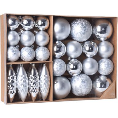 Caja de 31 bolas árbol plateadas