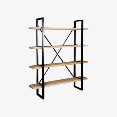 Estantería de madera de olmo reciclada con 4 estantes 150x35x180cm