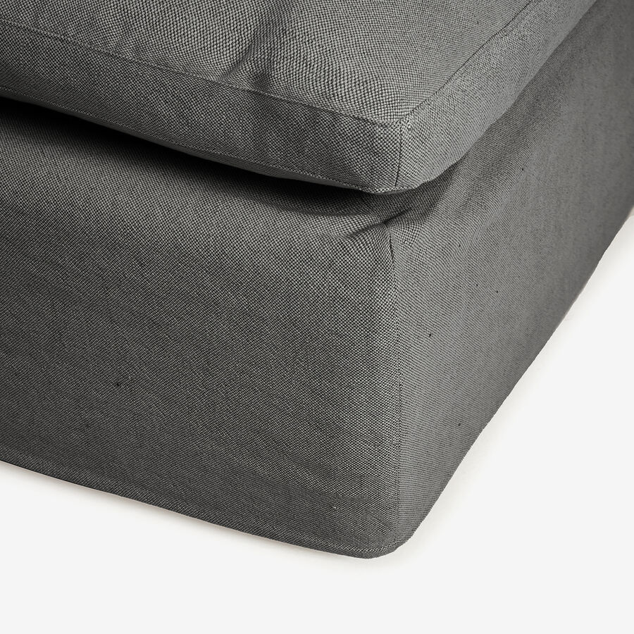 Puf de lino gris Aiden 95x95x45cm Clau&Chloe