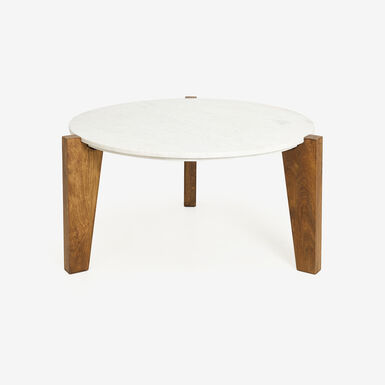 Mesa de centro de mármol y madera Berlín Ø90x45 Clau&Chloe