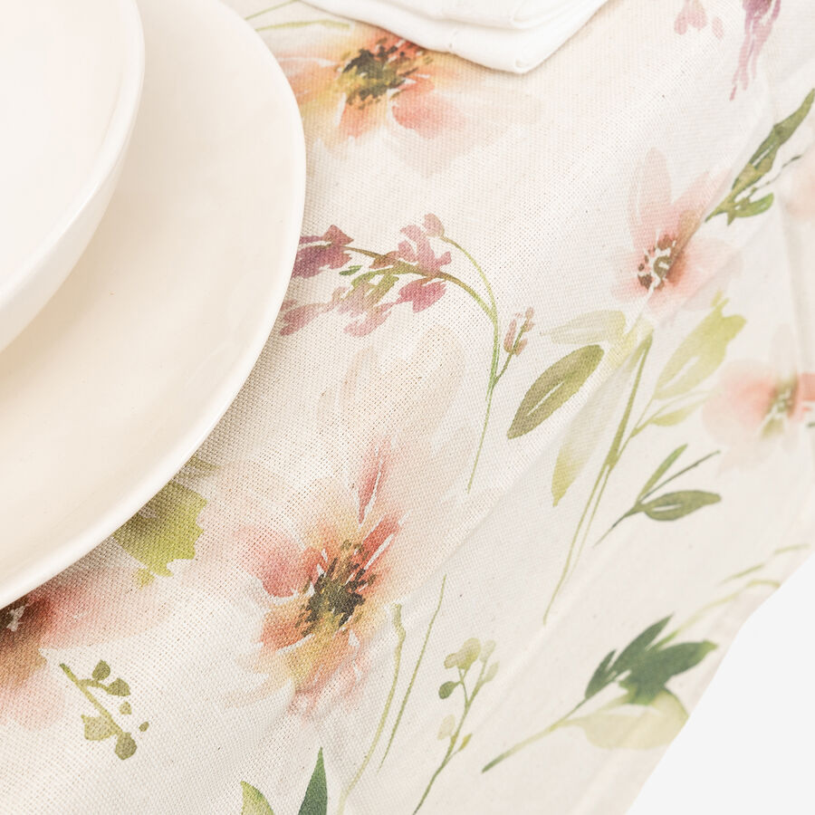 Mantel de algodón reciclado con estampado de hojas 135x200cm