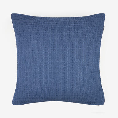 Funda de coj&iacute;n de algod&oacute;n azul Waffle 45x45cm