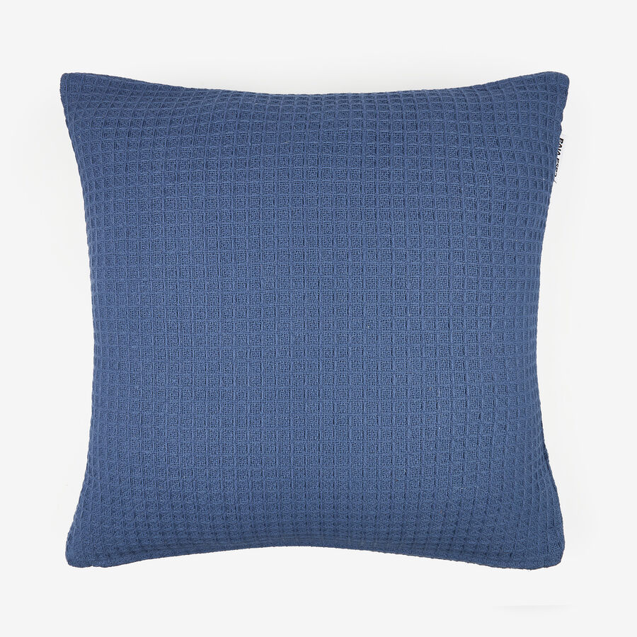 Funda de coj&iacute;n de algod&oacute;n azul Waffle 45x45cm