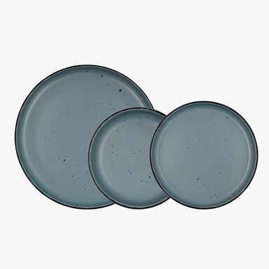 Vajilla de 12 piezas de cer&aacute;mica azul Iria