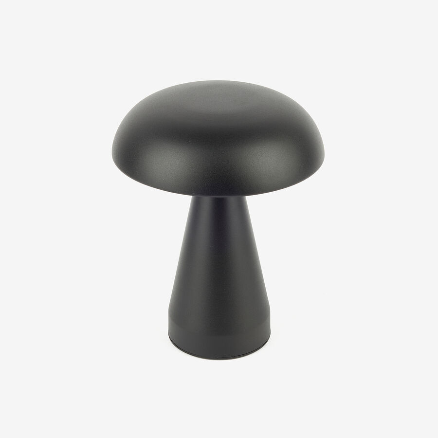 Lámpara de mesa inalámbrica LED recargable negra Seta Ø15x21cm