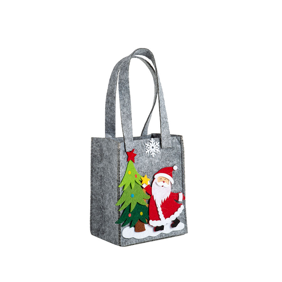 Bolsa gris Santa Claus fieltro