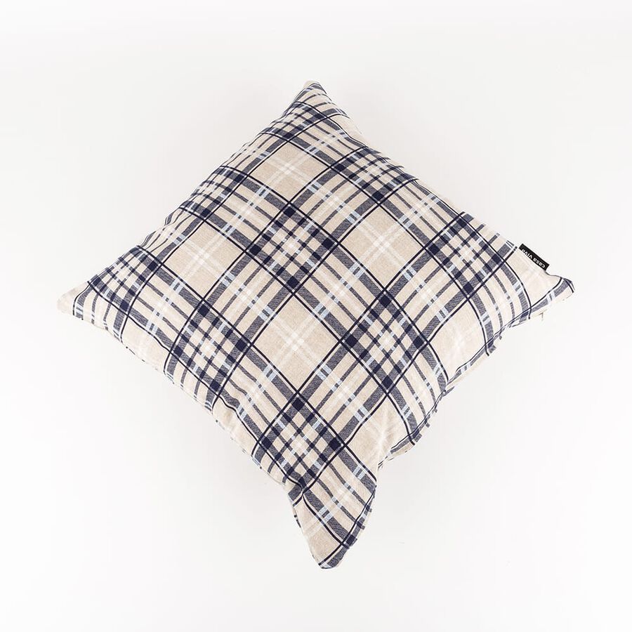 Funda de cojín de cuadros azul Uxue 45x45cm