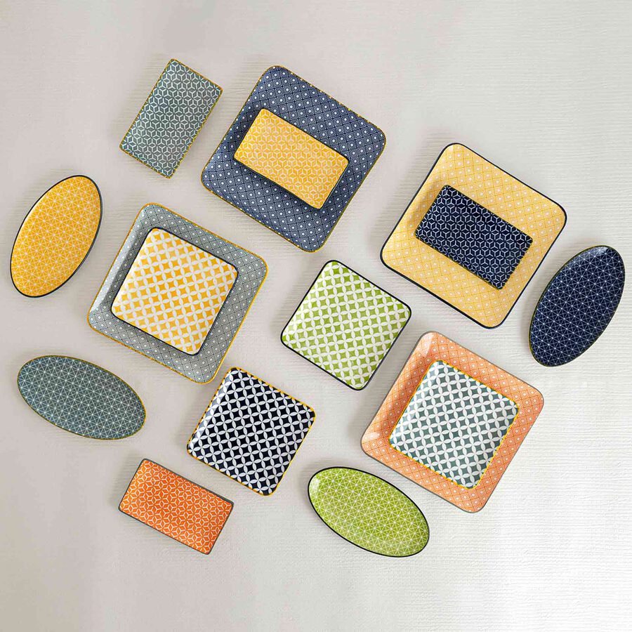 Set de 4 bandejas de porcelana Okinawa 21x21cm