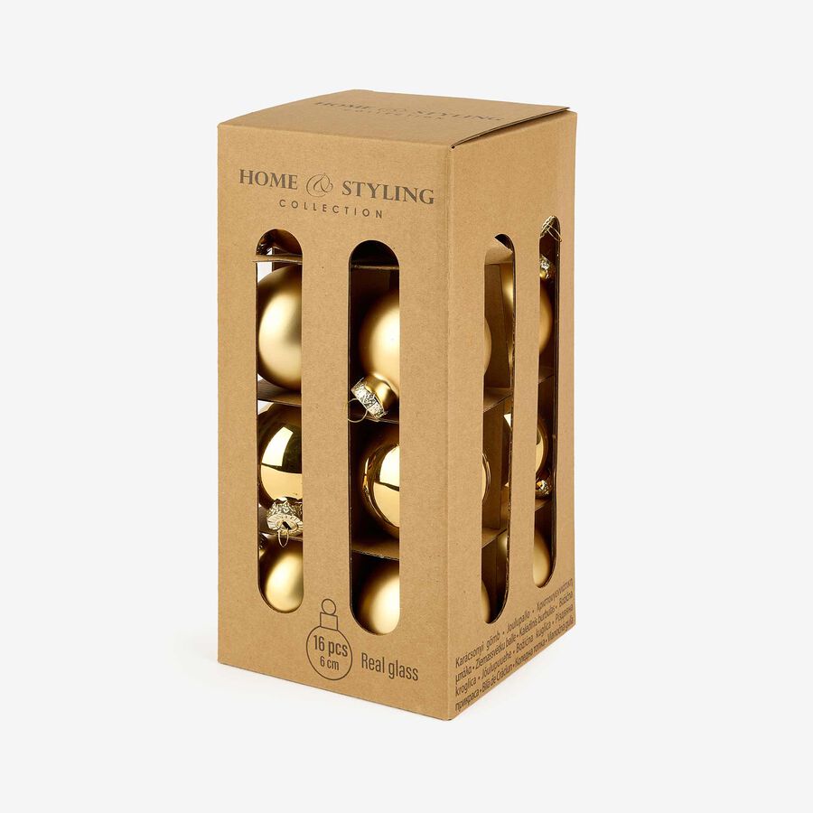 Set de 16 bolas doradas &Oslash;6cm