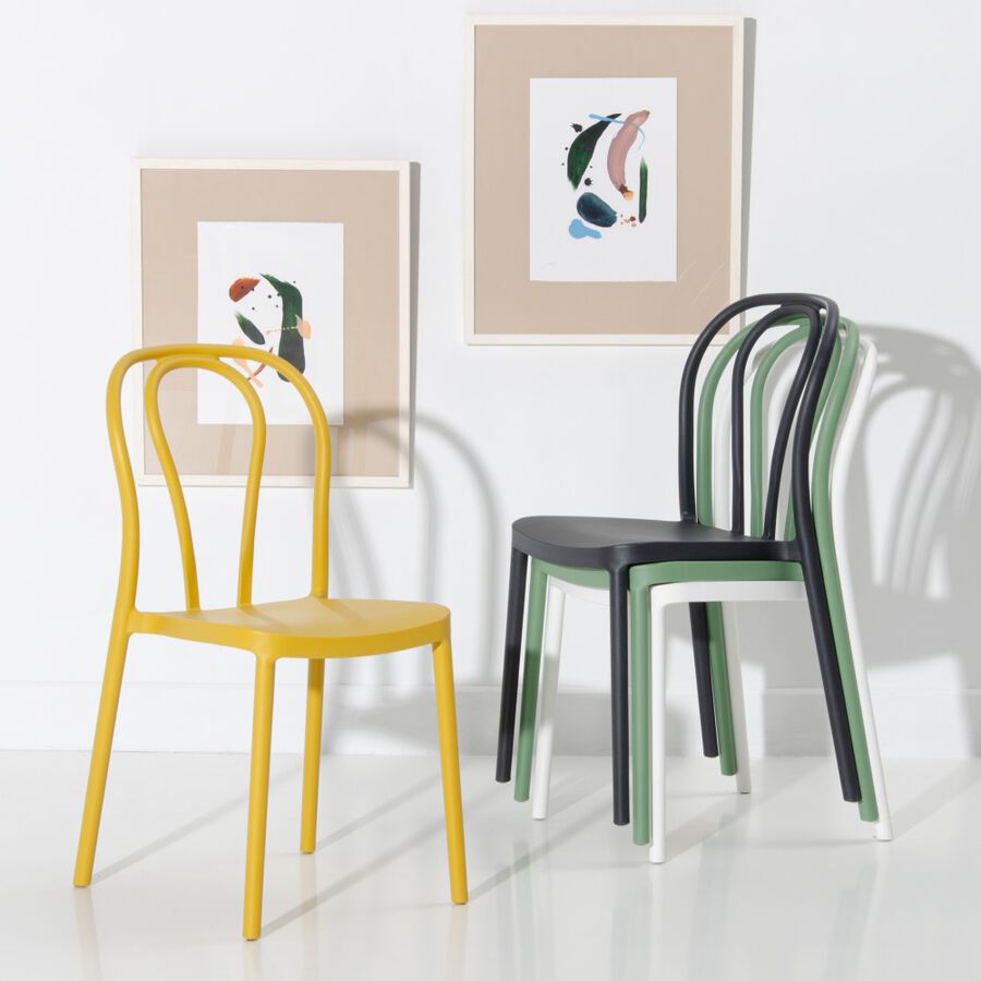 Set de 4 sillas de comedor amarillo Marin 43x53x85cm