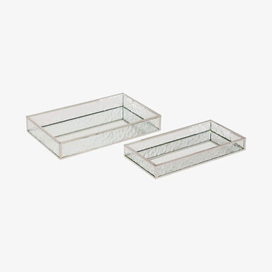 Set de 2 bandejas espejo de vidrio y metal 28x17cm