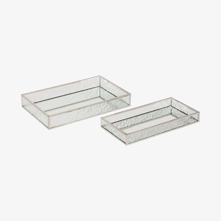 Set de 2 bandejas espejo de vidrio y metal 28x17cm