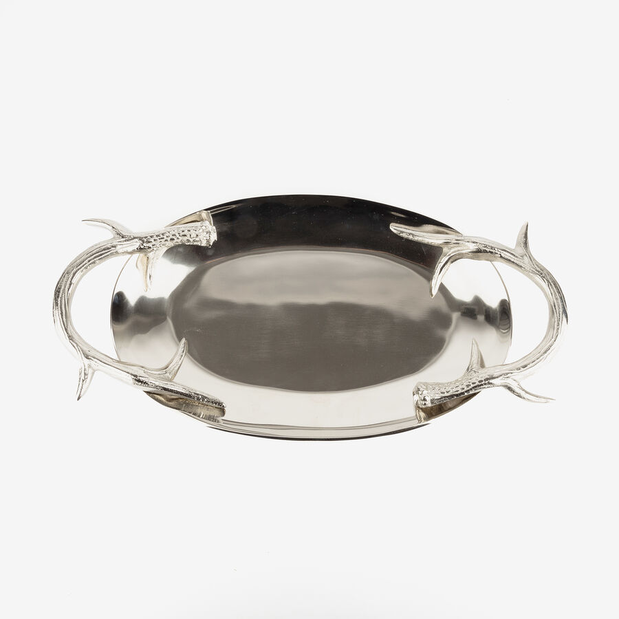 Centro de mesa e aluminio plateado 54x27cm