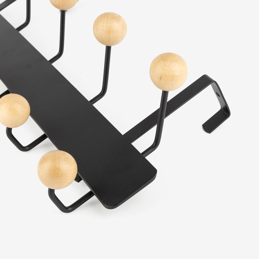 Perchero de puerta de hierro negro Noah 44x11x17cm