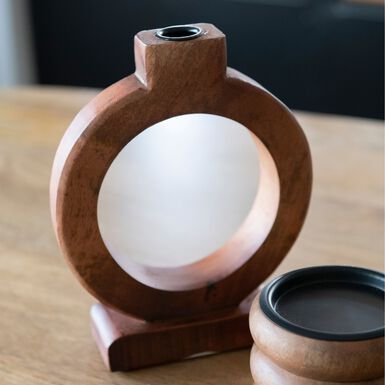 Portavelas de madera de nogal 21cm