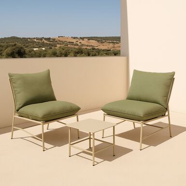 Set de jardín de 3 piezas acero inoxidable verde Citera