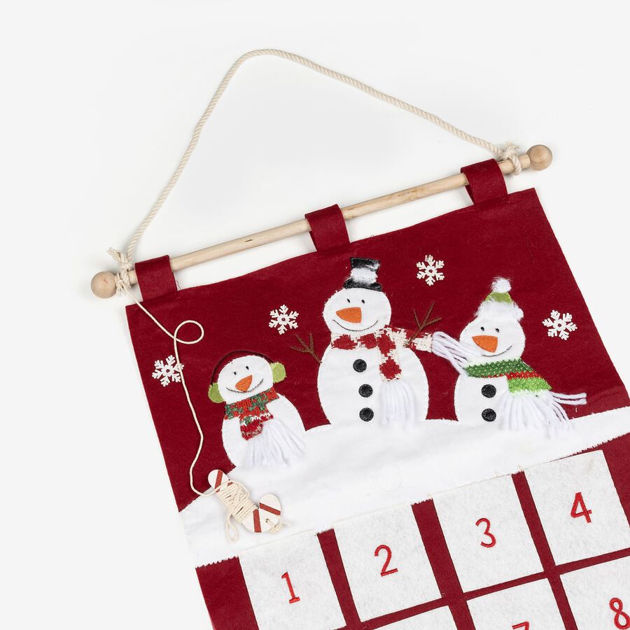 Calendario de adviento rojo de fieltro 82cm