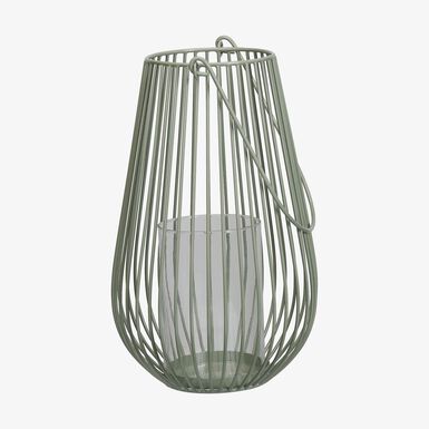 Farol de hierro verde oliva Luma 21x21x34,5cm