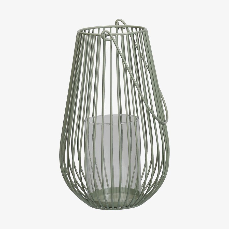 Farol de hierro verde oliva Luma 21x21x34,5cm