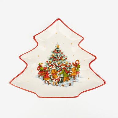 Plato de cerámica árbol Nochebuena 28x23cm