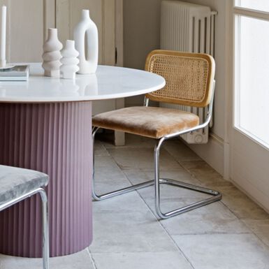 Silla de comedor de madera de olmo y ratán marron Leonor 47,5x63,5x82cm Clau&Chloe