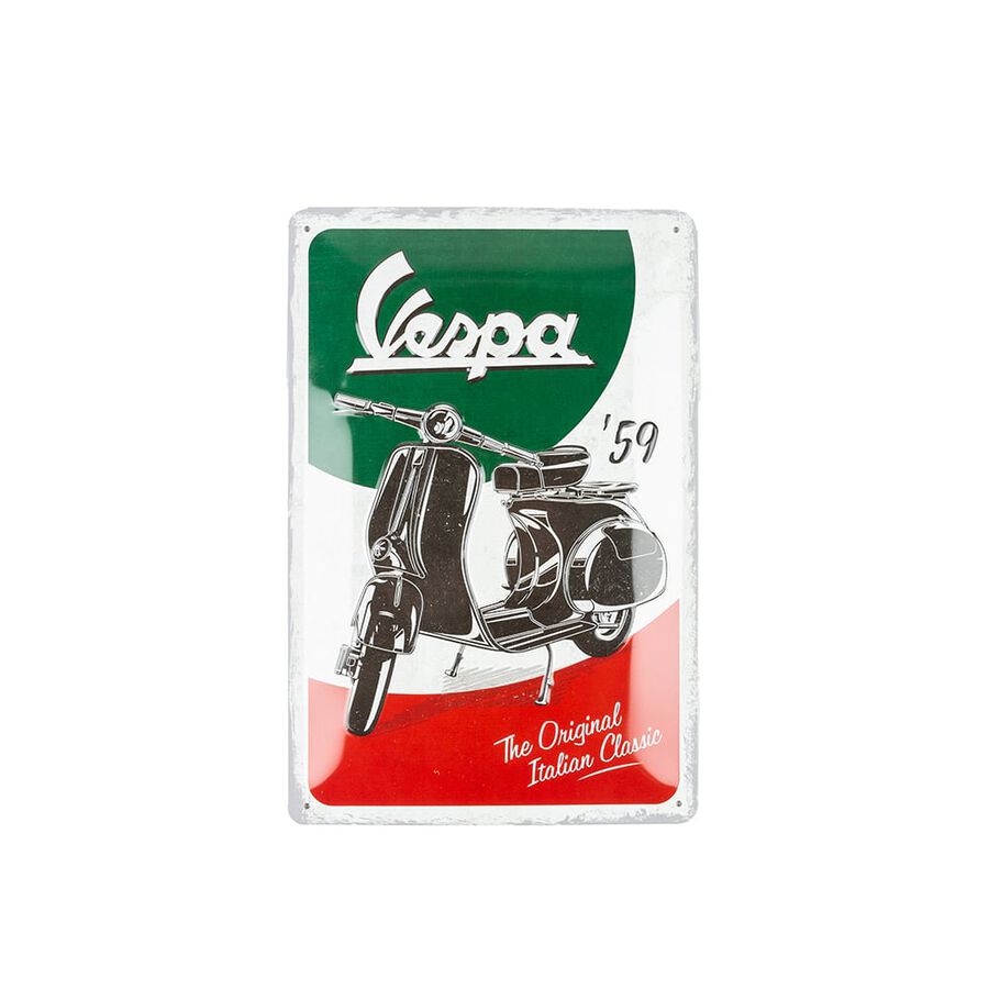 Placa de metal Vespa cl&aacute;sica 20x30cm
