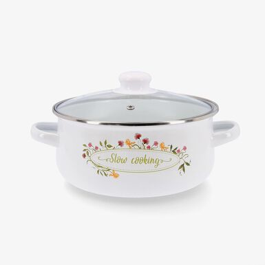 Cacerola blanca de acero esmaltado Slow &Oslash;22cm