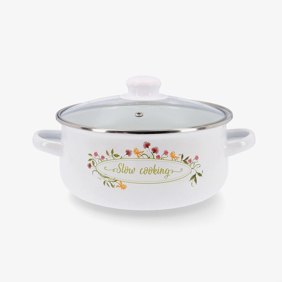 Cacerola blanca de acero esmaltado Slow &Oslash;22cm