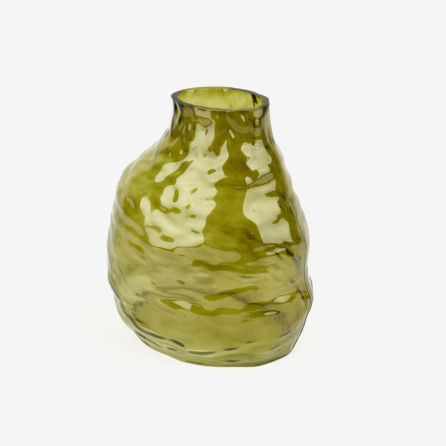 Jarrón de cristal verde Biras 21x15x25cm