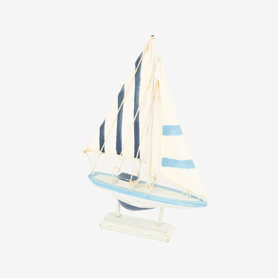 Figura decorativa de madera Barco azul 18x3,5x31cm