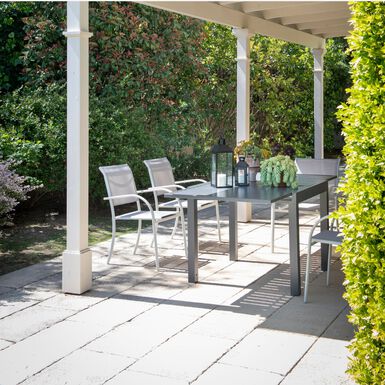 Mesa de jardín extensible de aluminio gris oscuro Paros 135/270x90x75cm