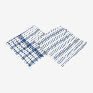 Set de 2 paños de algodón con rayas azules Midson45x65cm