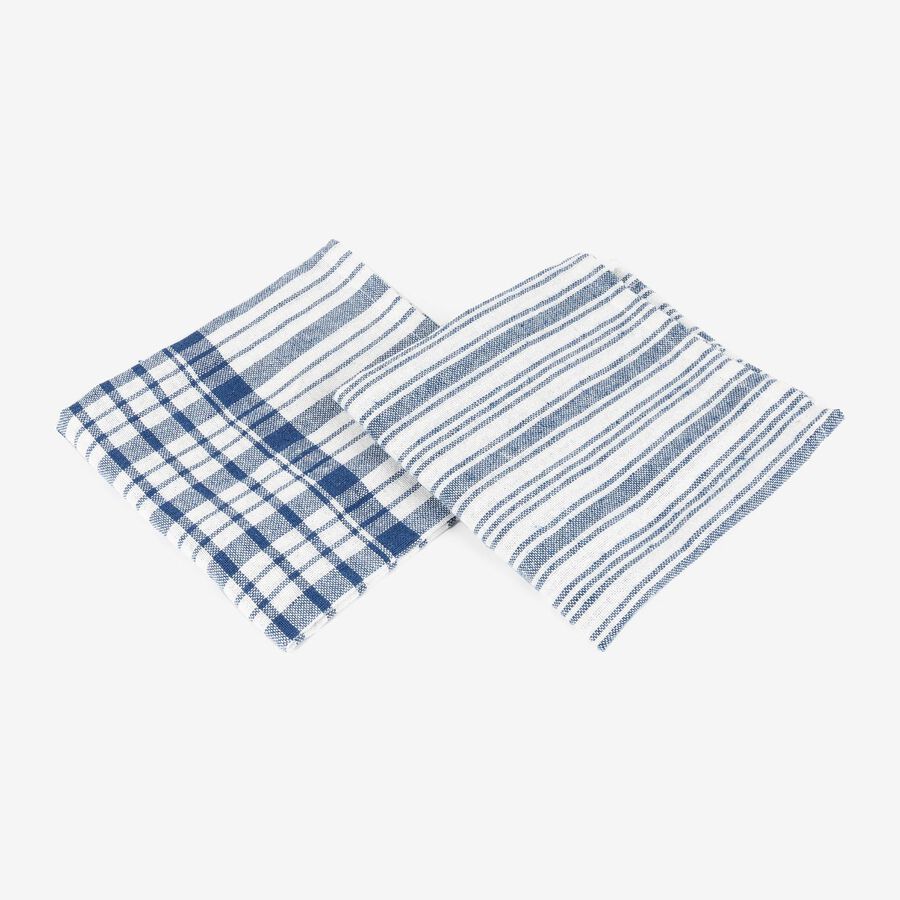 Set de 2 paños de algodón con rayas azules Midson45x65cm