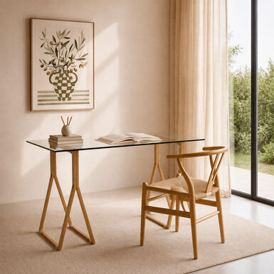 Escritorio de cristal templado Wood Pattern 120x60x75cm