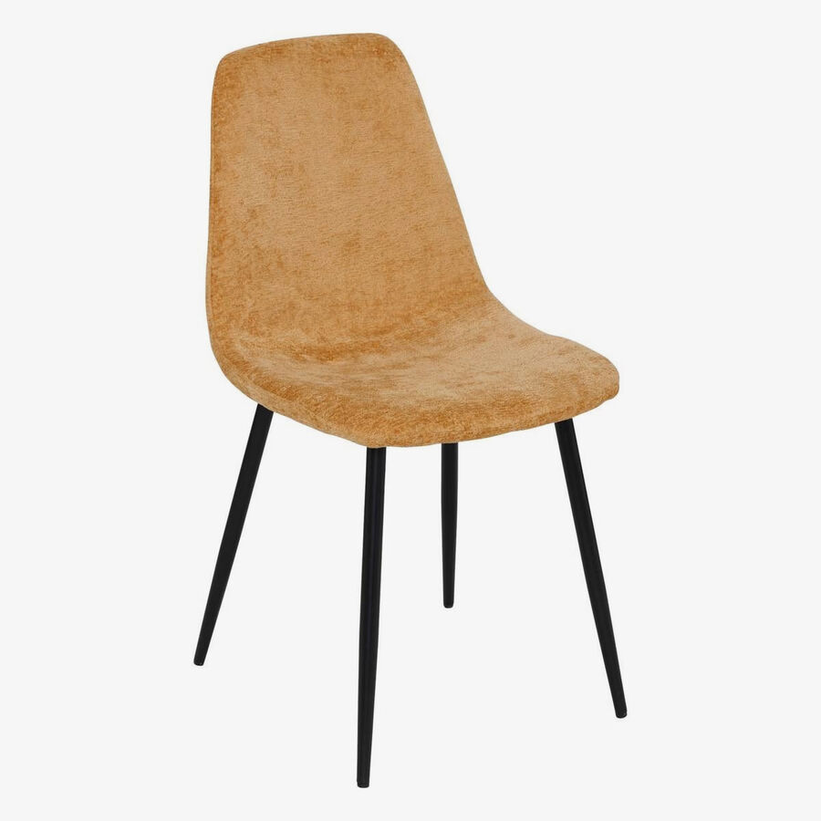 Silla de comedor ocre de chenilla Tavel 