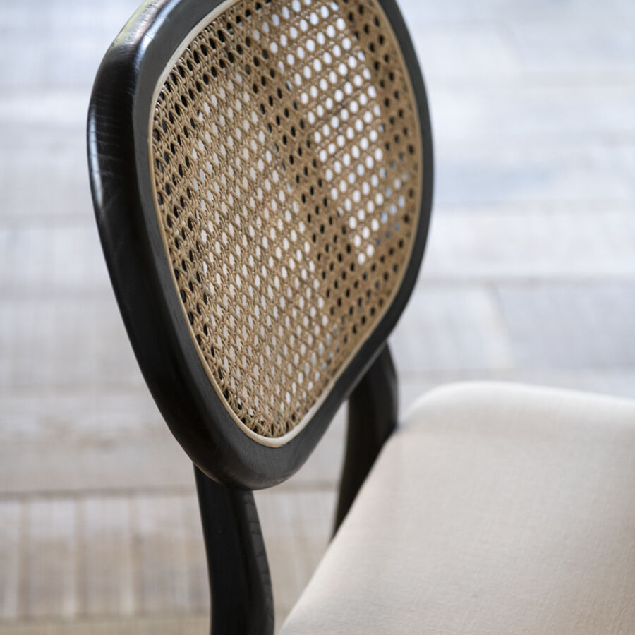 Silla de comedor de ratán y lino Cibran 46x42x85cm Clau&Chloe