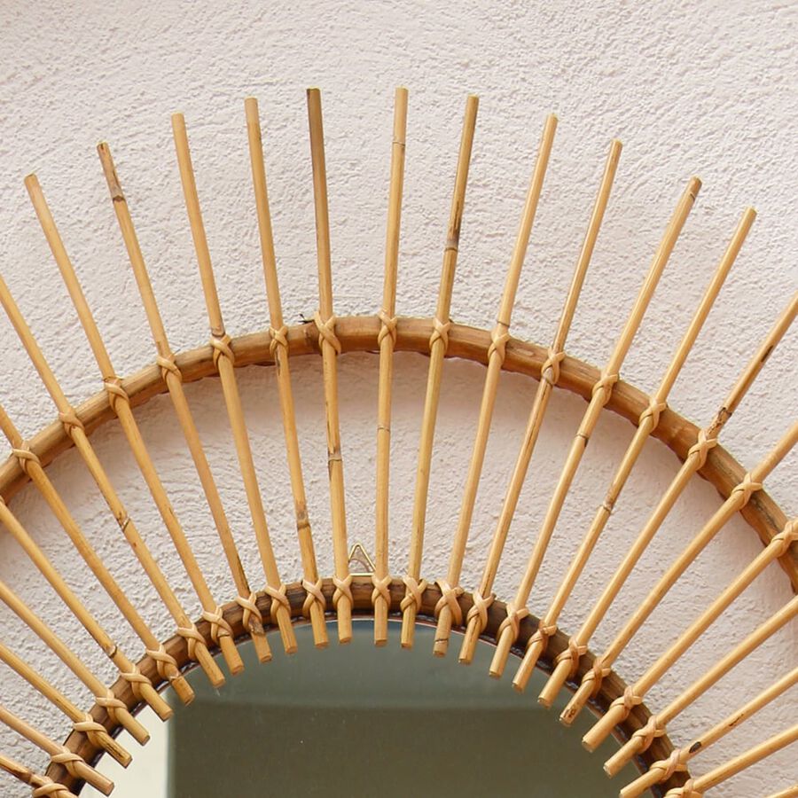 Espejo de pared redonde de rat&aacute;n Sunlight &Oslash;90cm