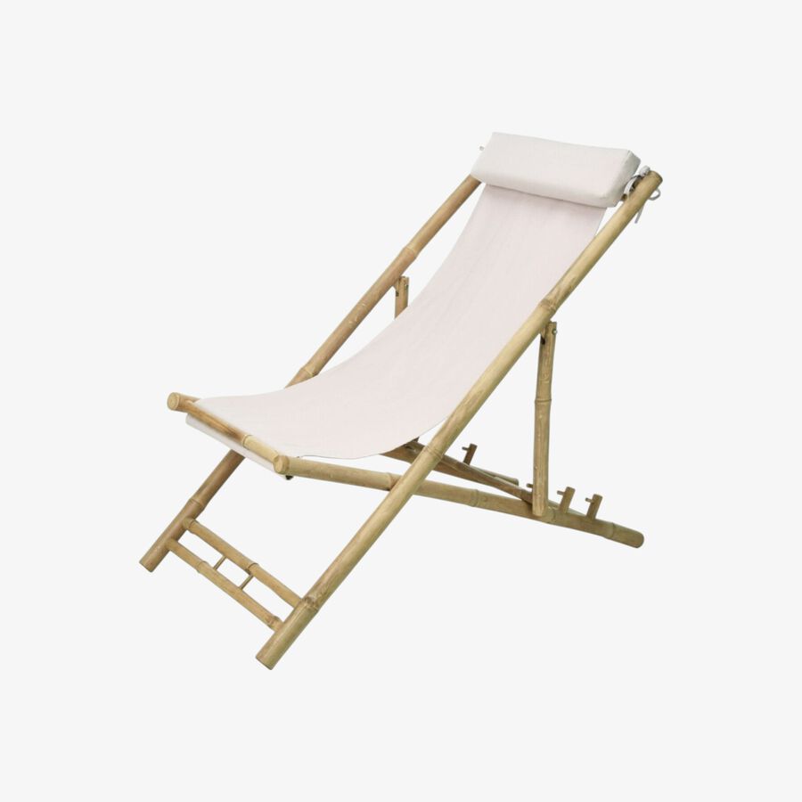 Hamaca blanca reclinable de bamb&uacute; Bali 60x112x80cm