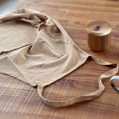 Delantal de cocina de algodón beige 80x70cm