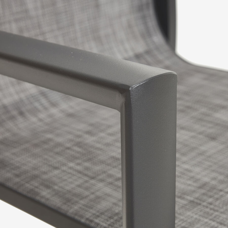 Silla de jardín apilable de aluminio y textilene gris 58x65x91,5cm