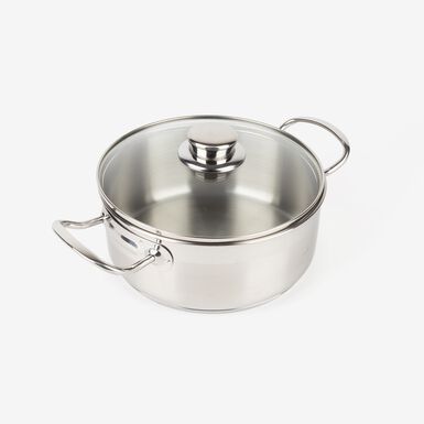 Cacerola de acero inoxidable con tapa de cristal &Oslash;20cm