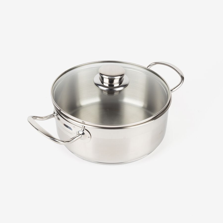 Cacerola de acero inoxidable con tapa de cristal &Oslash;20cm