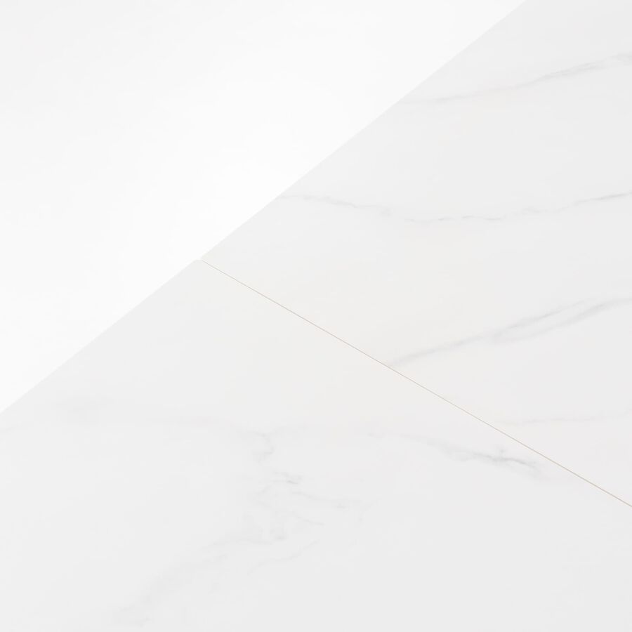 Mesa extensible con sobre porcel&aacute;nico y estructura de aluminio en color madera Arlon 160/240x90cm