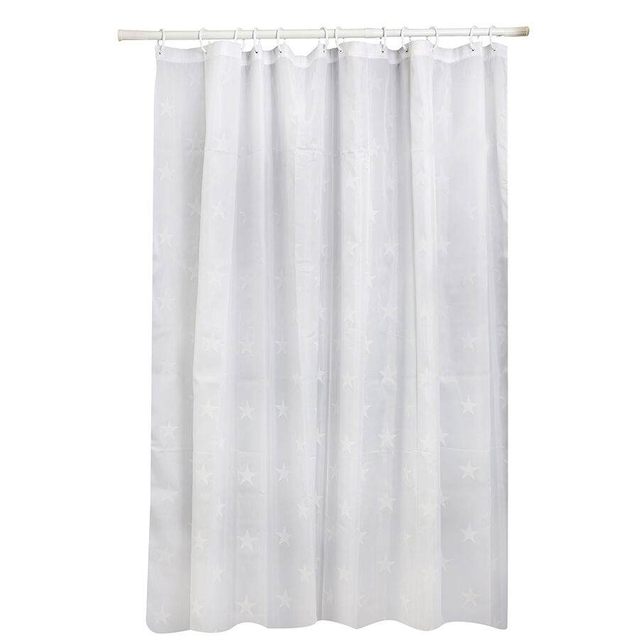 Cortina baño blanca estrellas 180x200cm